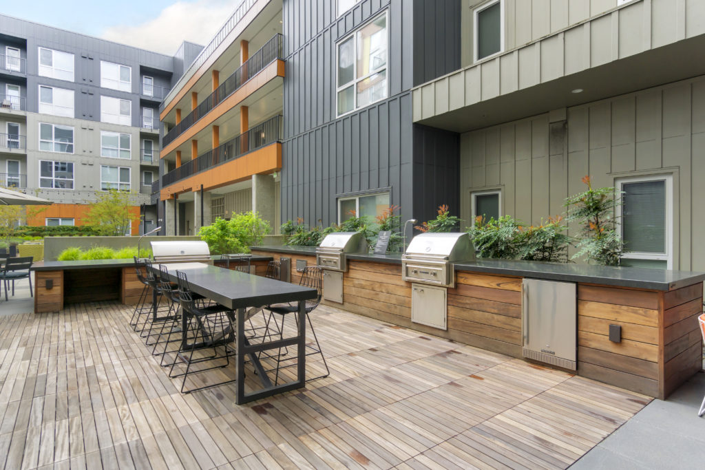 outdoor courtyard with grills
